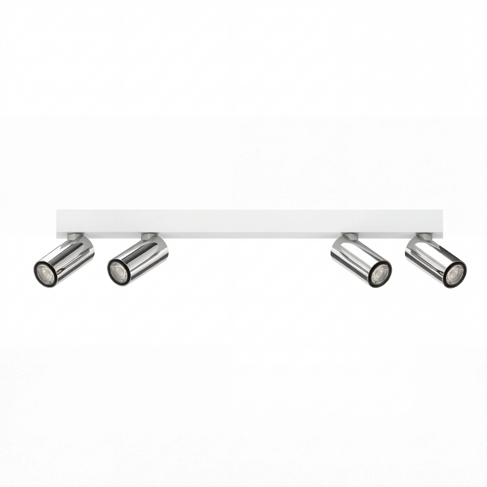 Spot de surface à 4 lumières Tevo Mini Blanc avec chrome