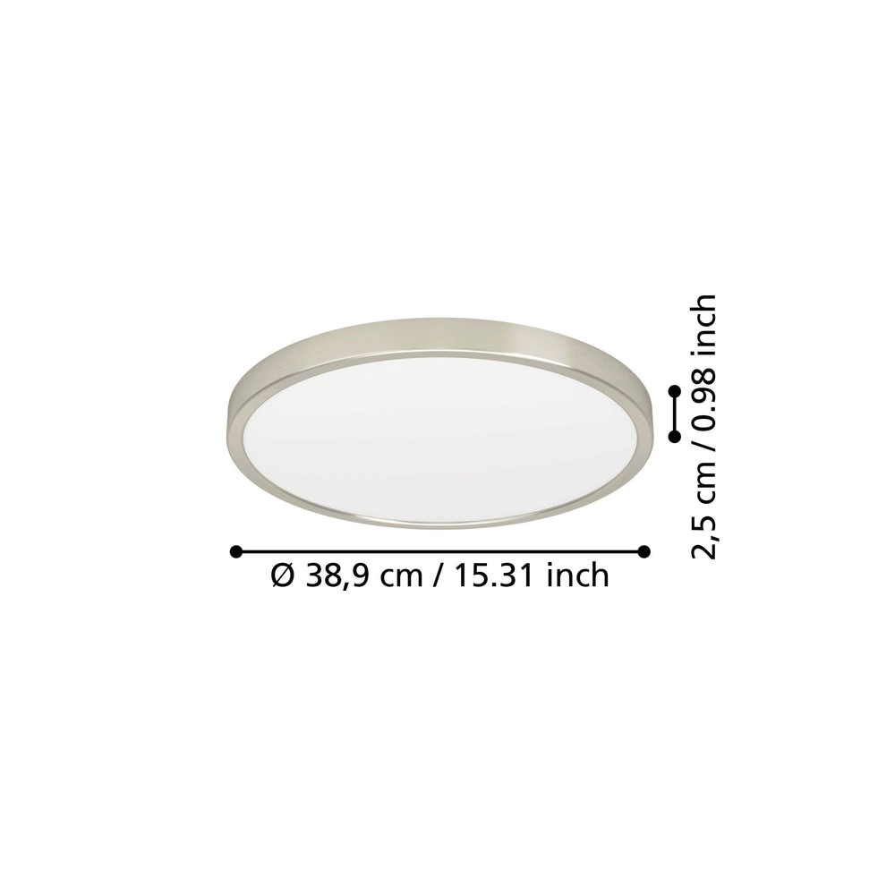 Lumière LED de plafond Fueva 6 rond - acier inoxydable - Ø 38,9cm Eglo 9008606330256