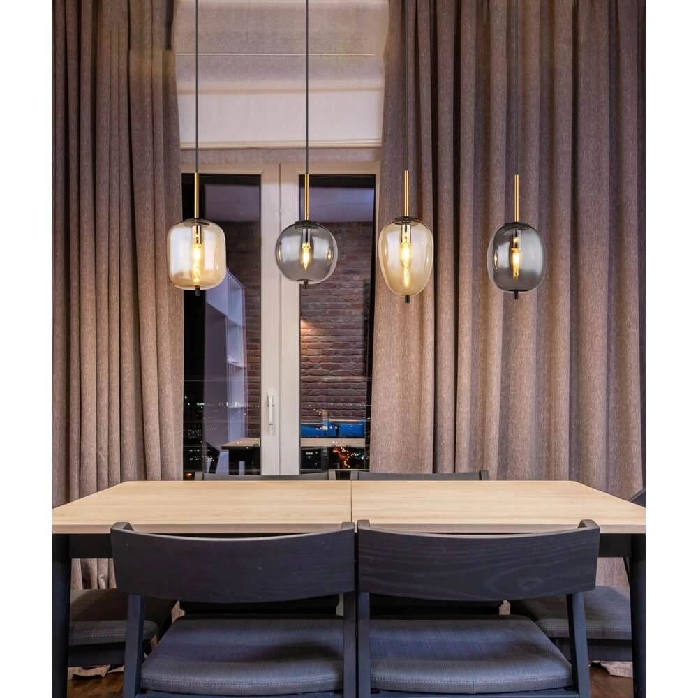 Suspension Blacky Verre ambré et fumé 4 lumières Globo 9007371431717