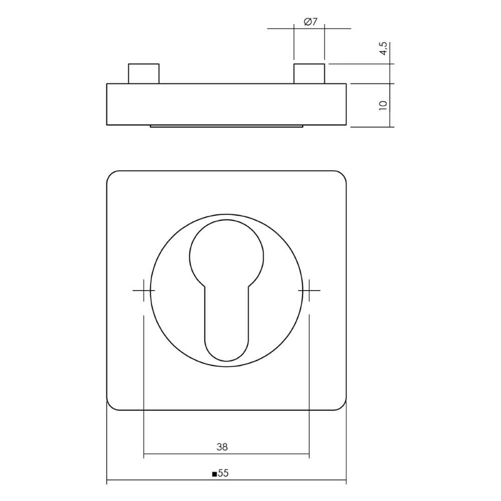 Rosace carrée Tira Profil cylindre noir Intersteel 8714186582350