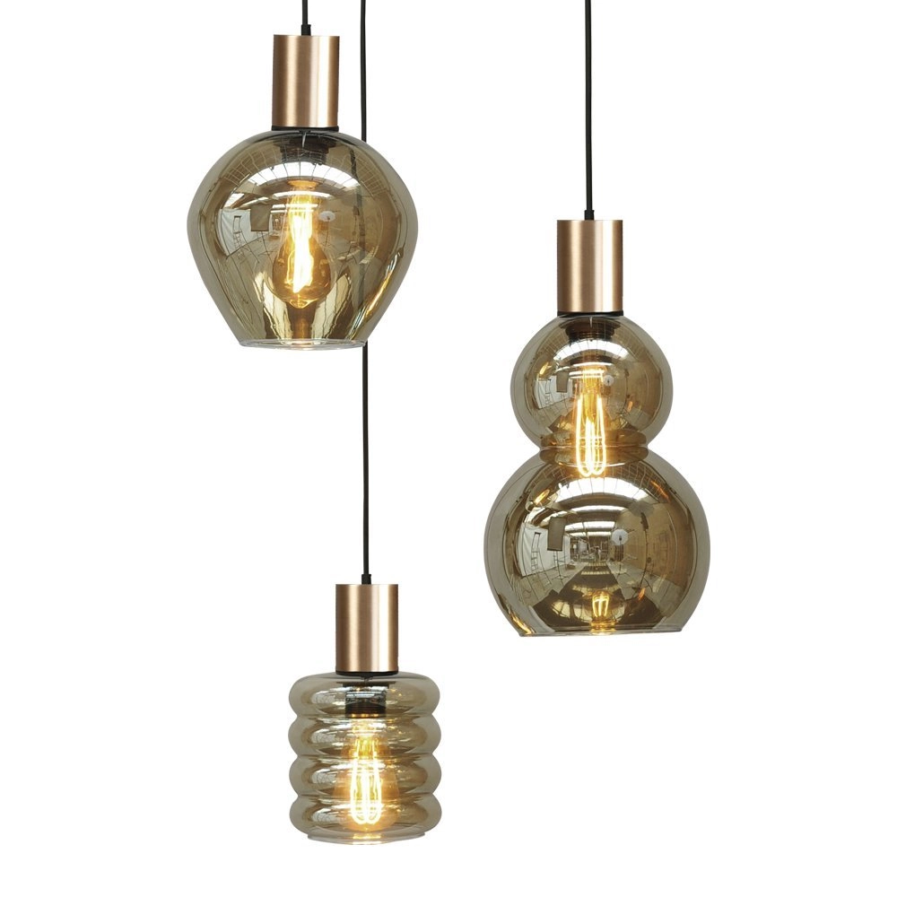 Lampe suspendue noire avec de l'or Bounty Curiosités à 4 lumières Masterlight 8718121248271