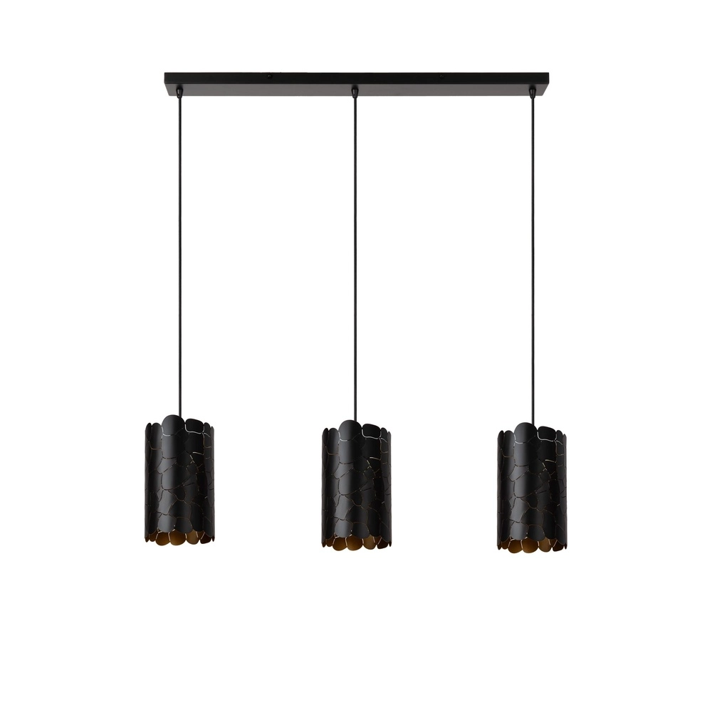 Lampe suspendue Almelo 3 couleurs noires claires avec or à l’intérieur