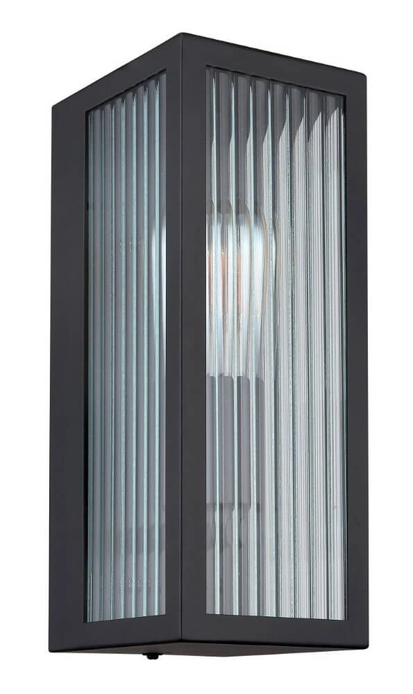 Applique noire Gundula verre nervuré Globo 9007371437801