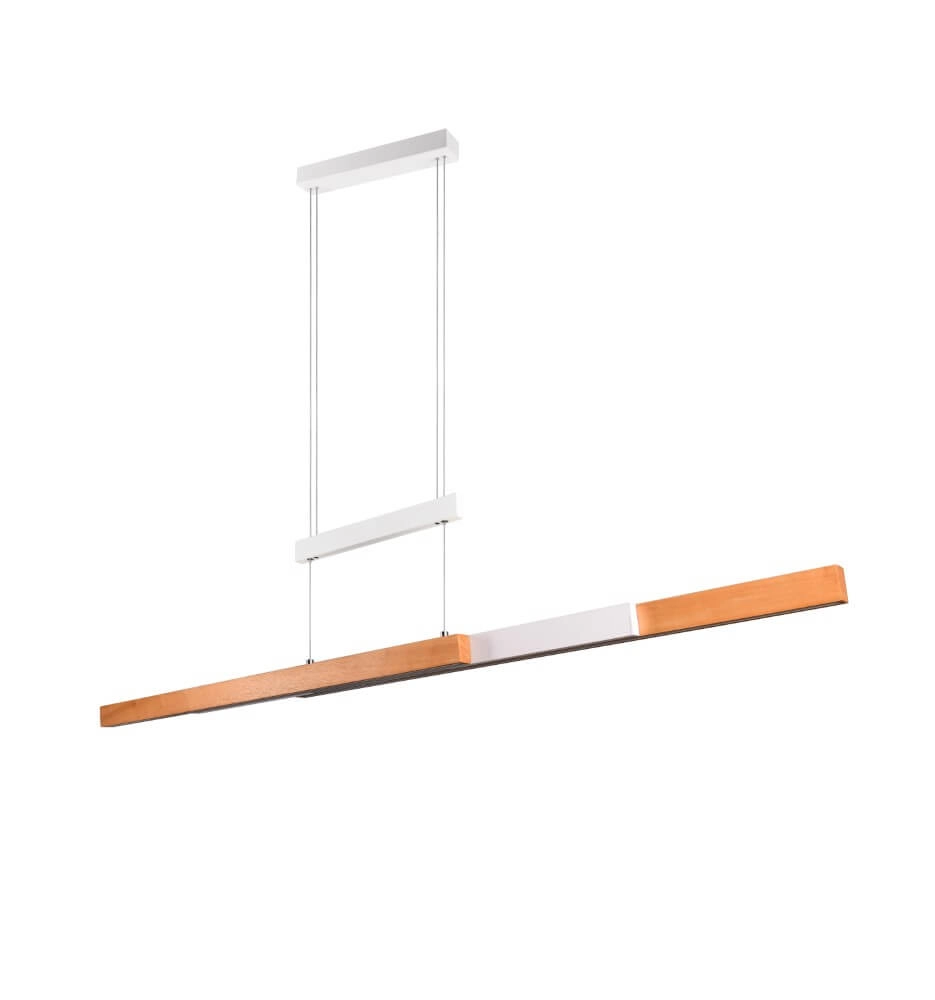 Lampe suspendue de bureau Trajan avec aspect bois et blanc Trio 4017807613018