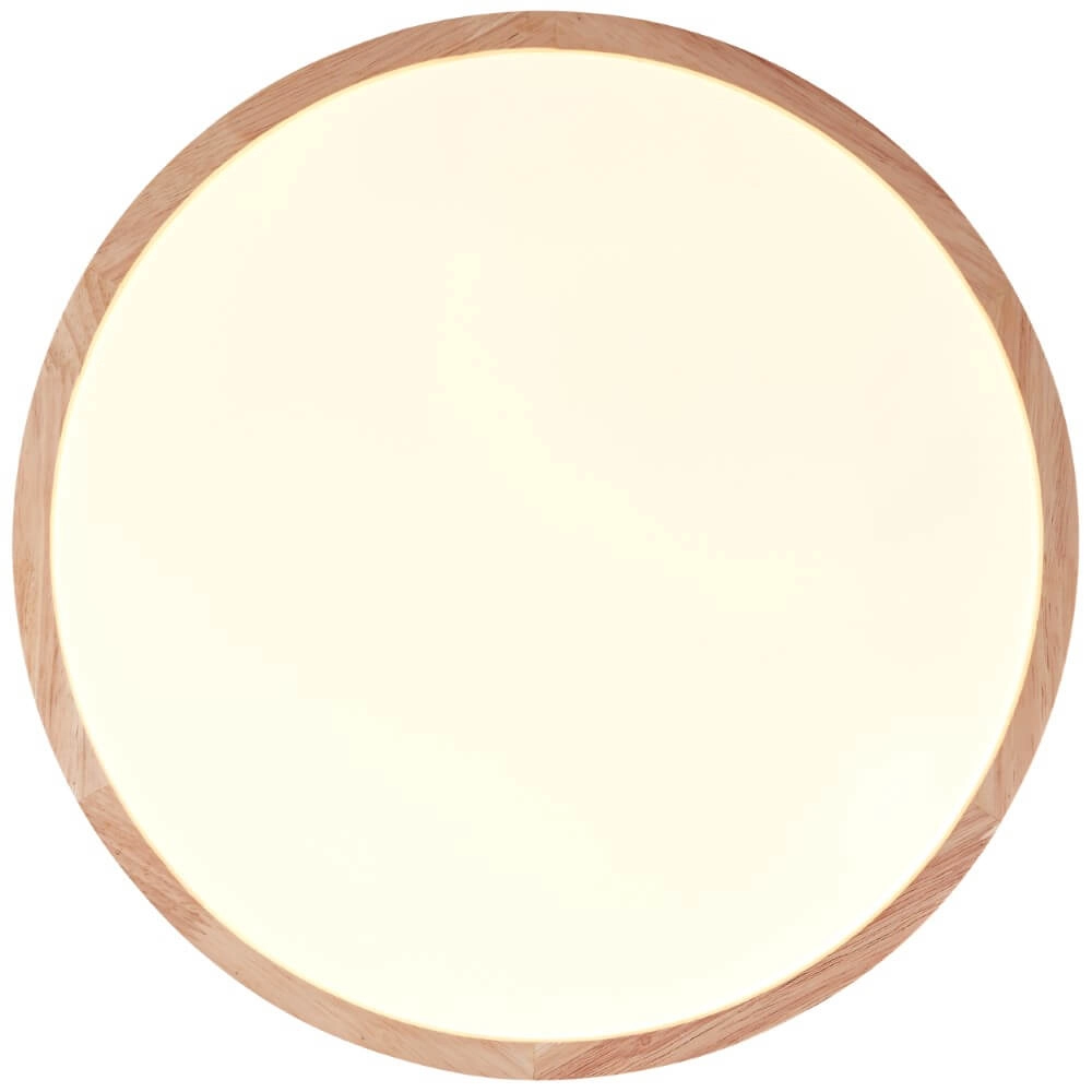 Plafonnier Brodsky Ø 39cm blanc avec bois Brilliant 4004353411304