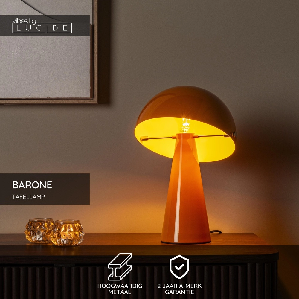 Lampe de table Barone orange Ø 23cm Lucide Vibes 5411212650092