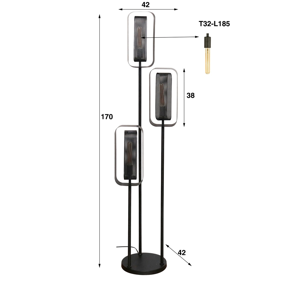 Lampe de pied en treillis métallique 3L Mesh 170 cm Lyora 8716803512184