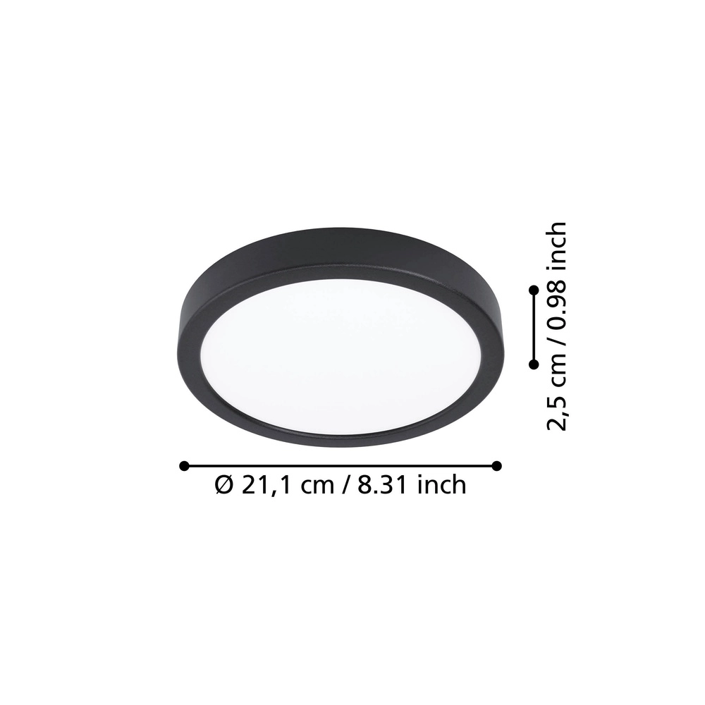 Lumière LED de plafond Fueva 6 rond - noir - Ø 21,1cm Eglo 9008606330072