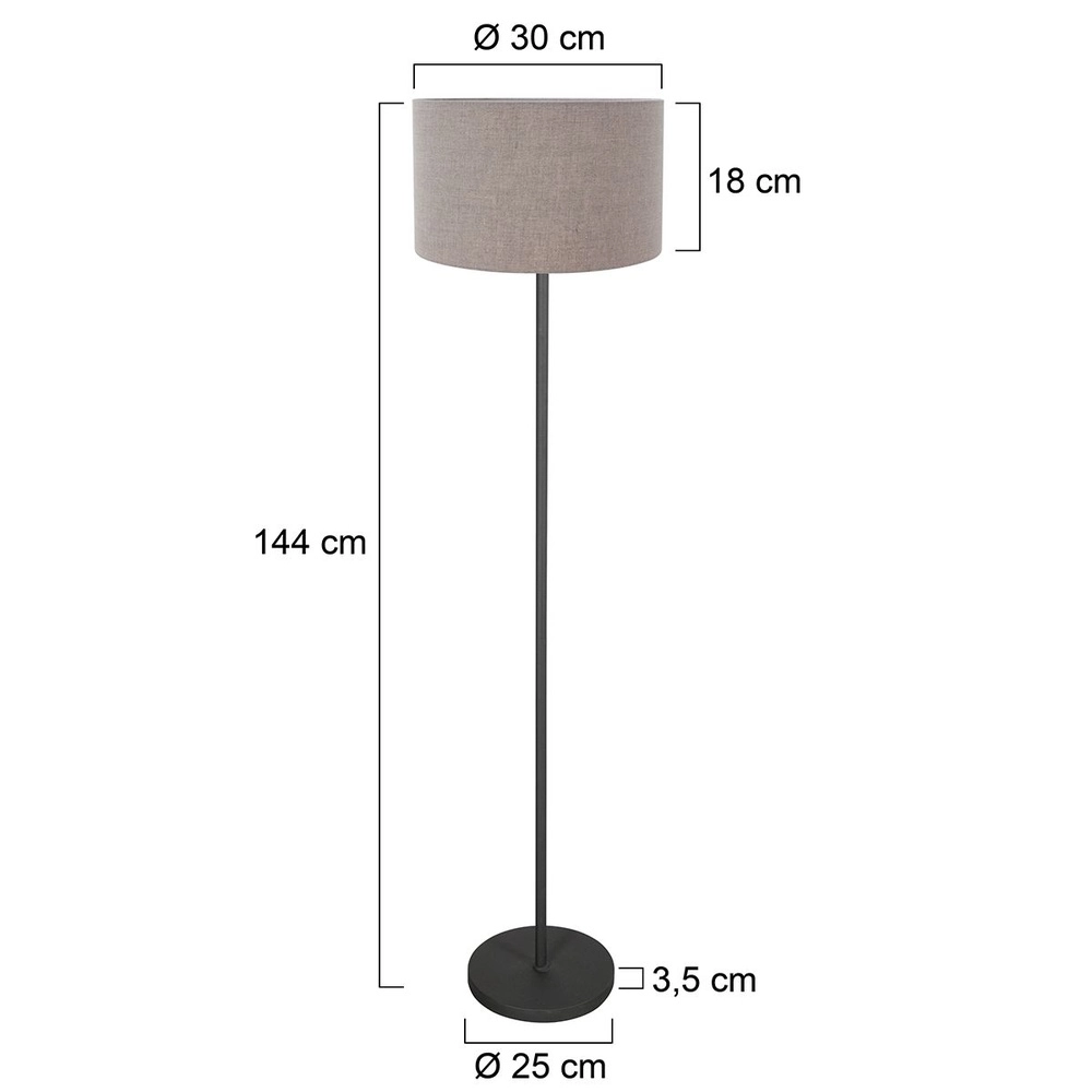 Lampadaire noir Noor avec capot gris Steinhauer 8712746182392