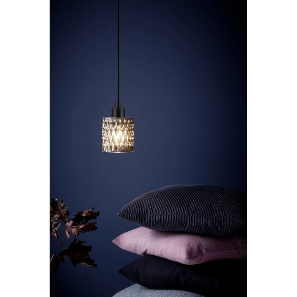 Suspension Hollywood noir avec verre fumé Nordlux 5701581405585
