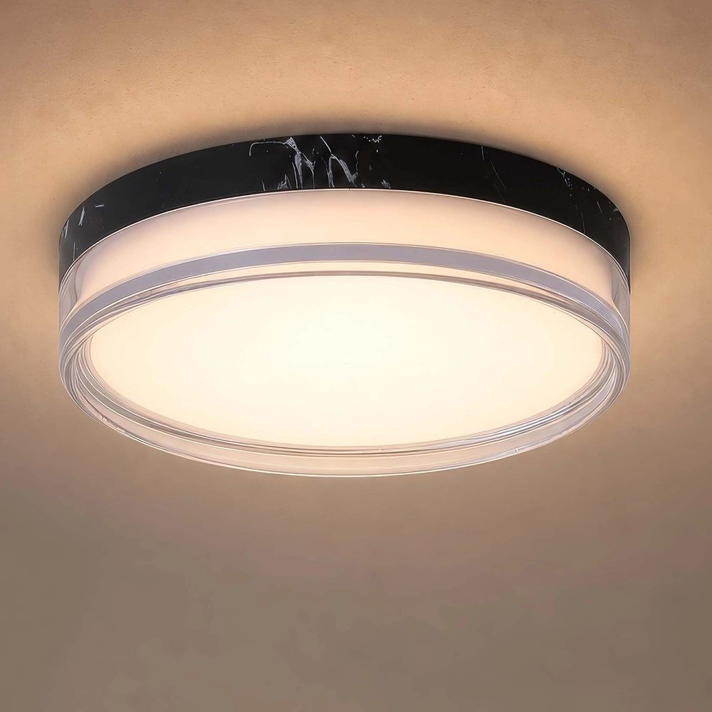 Lampe de plafond Button Ø marbre noir de 30 cm Searchlight 5,05342E+12