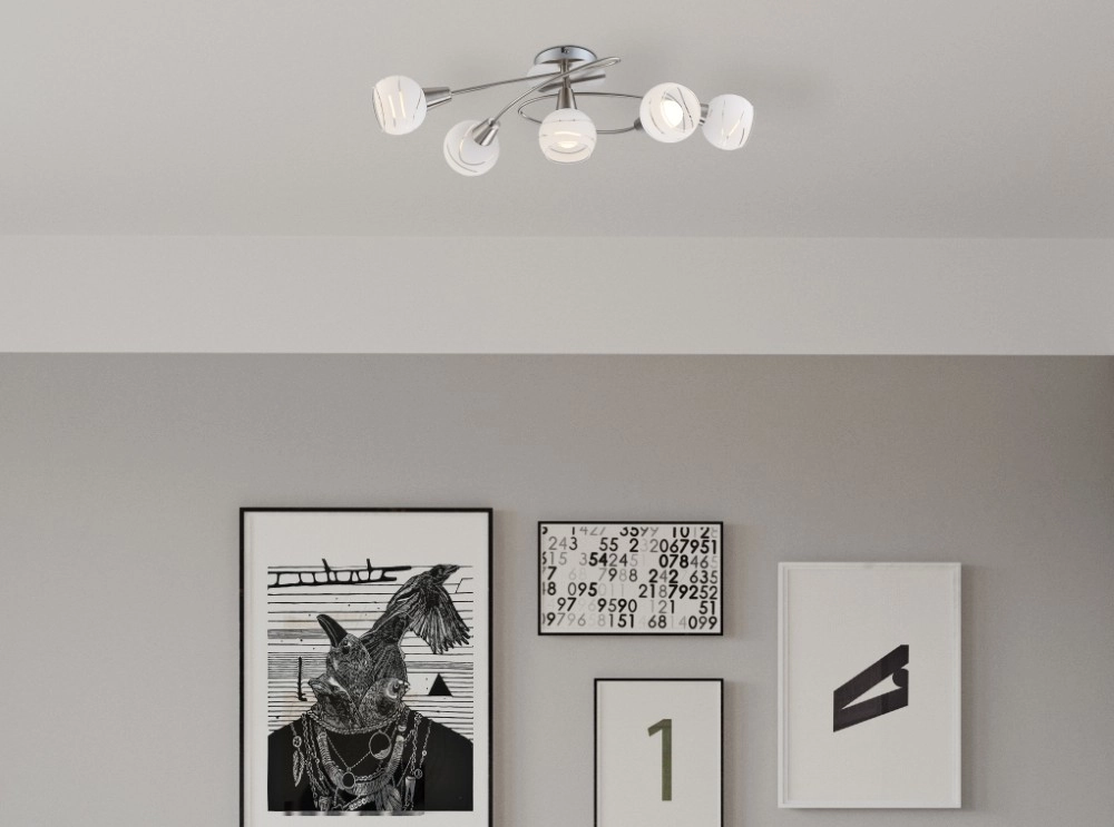 Lampe de plafond Elliott Nickel 5 faux Globo 9007371258321