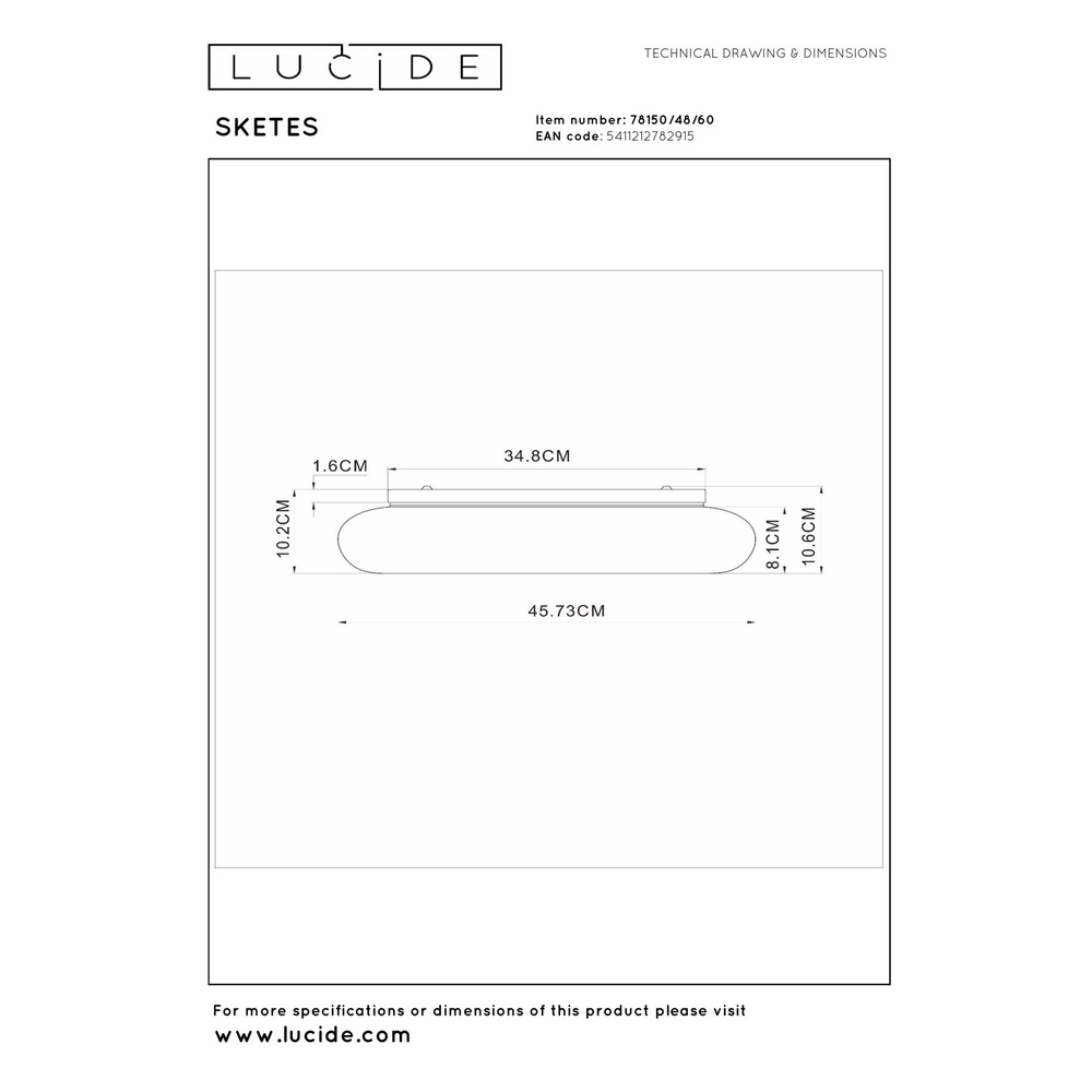 Éclairage de plafond Sketes transparent Ø 45,7 cm Lucide 5411212782915