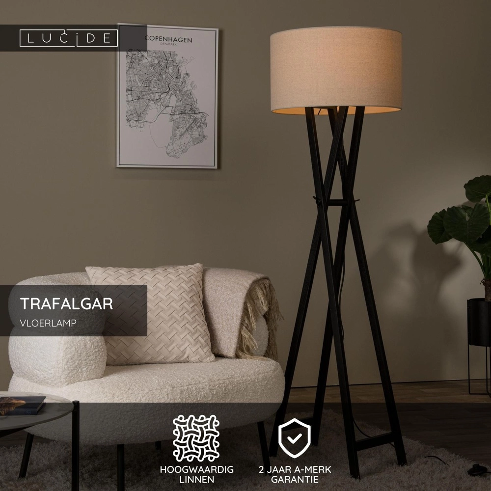 Lampe de pied Trafalgar Noir Lucide 5411212303424