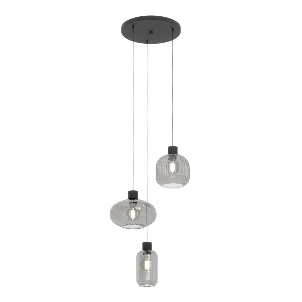 Lampe pendante de conception Dasmina Noir à 3 lumières
