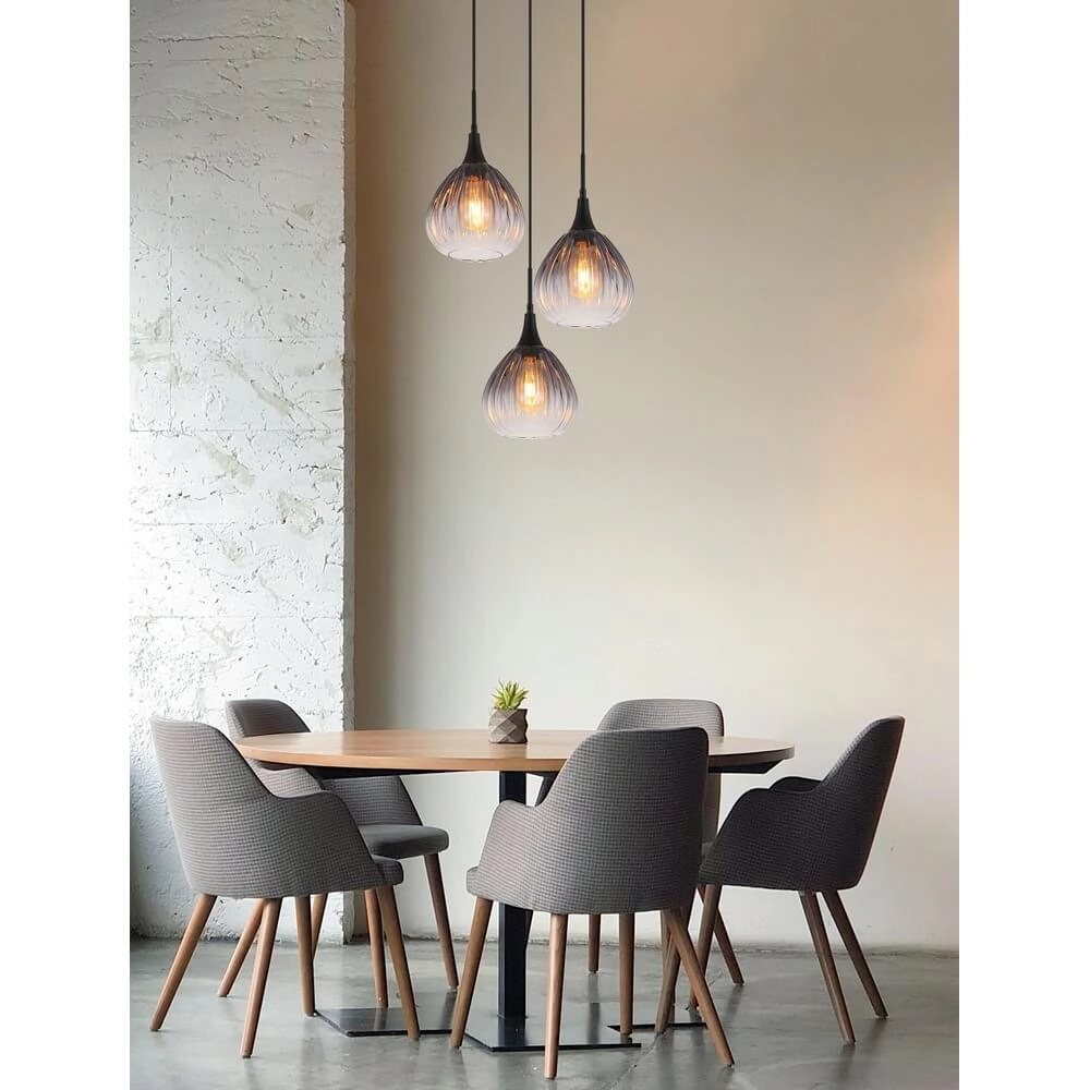 Suspension noire Olsen 3 lumières Globo 9007371456802