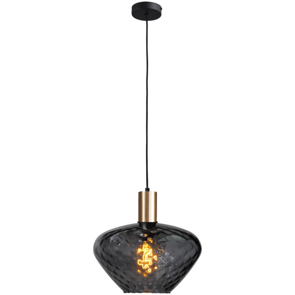 Lampe suspendue dorée Porto avec verre fumé Blossom - Ø 30cm Masterlight 8718121269207