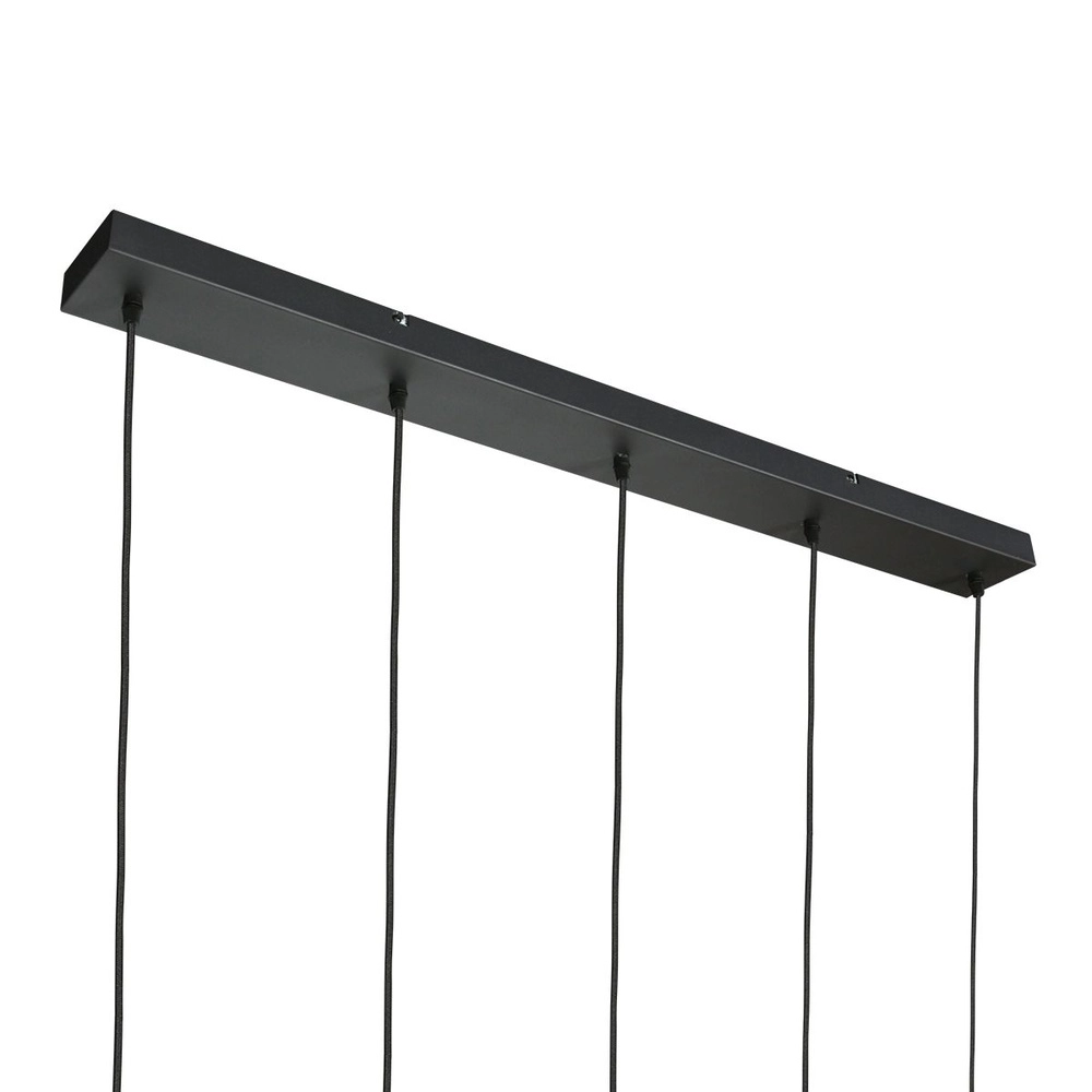 Suspension Glimsy Noir à 5 lumières avec verre fumé Steinhauer 8712746177954