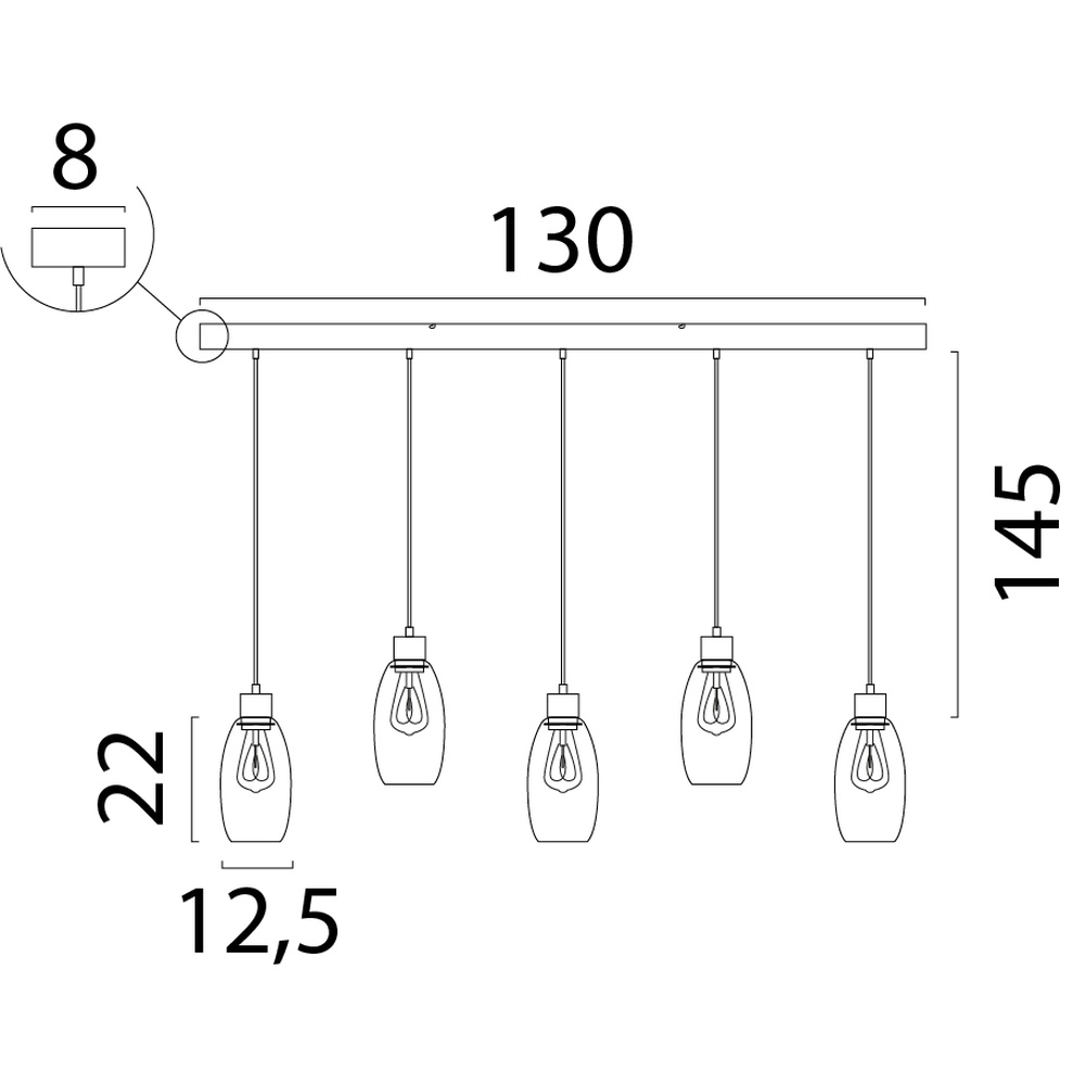 Lampe suspendue en verre Olive 5x Ø 12,5cm - sable Masterlight 8718121397733