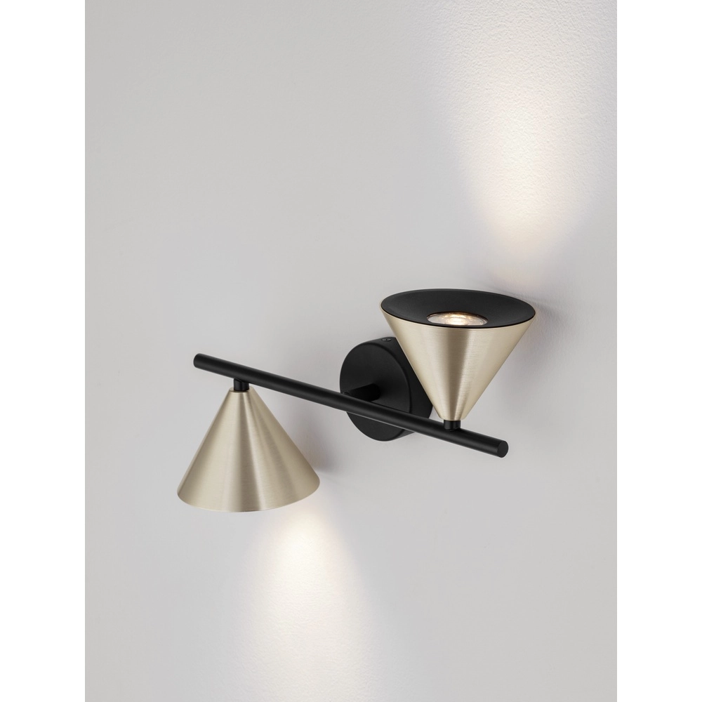 Applique murale Conico Double Noir avec Or Lyora 5212017475398