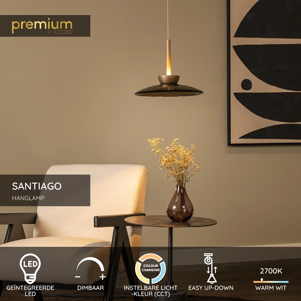 Suspension à LED en verre Santiago Ø 32cm - champagne Premium by Lucide 5411212221919