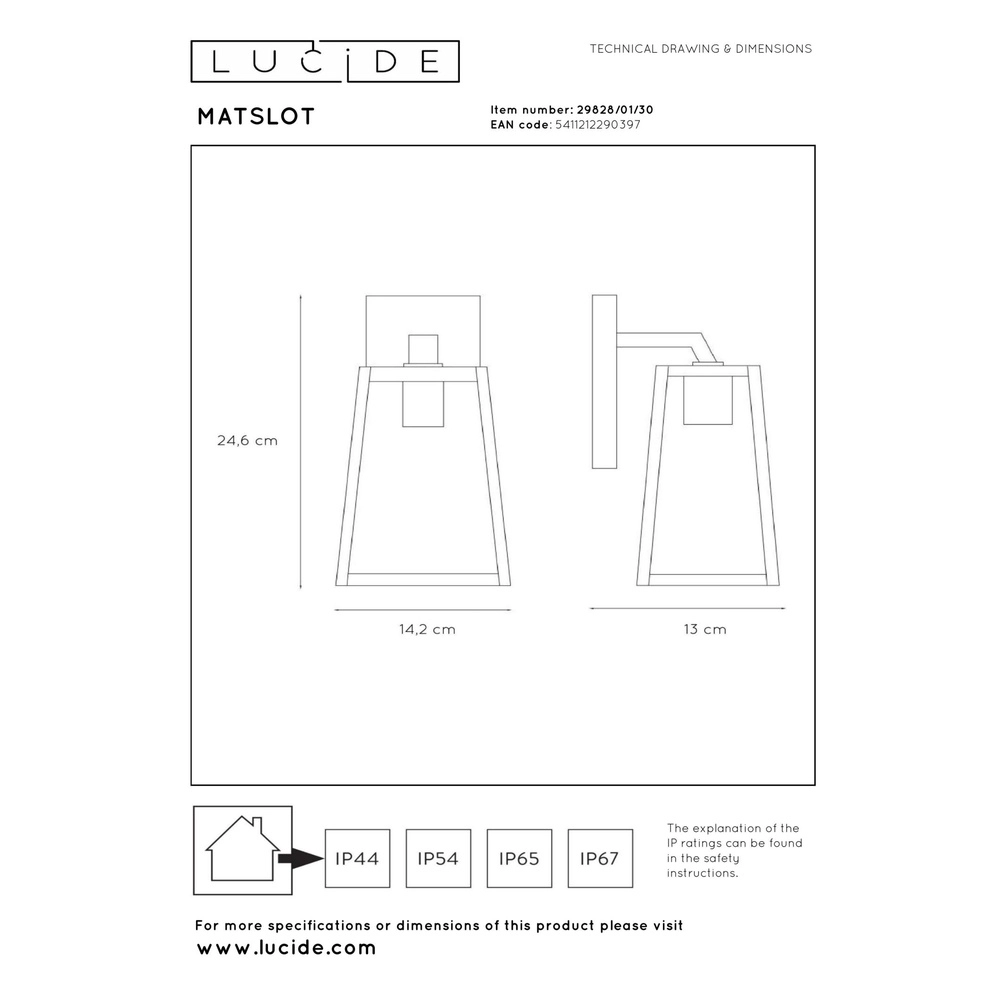 Lampe murale noire Matslot Conception Lucide 5411212290397