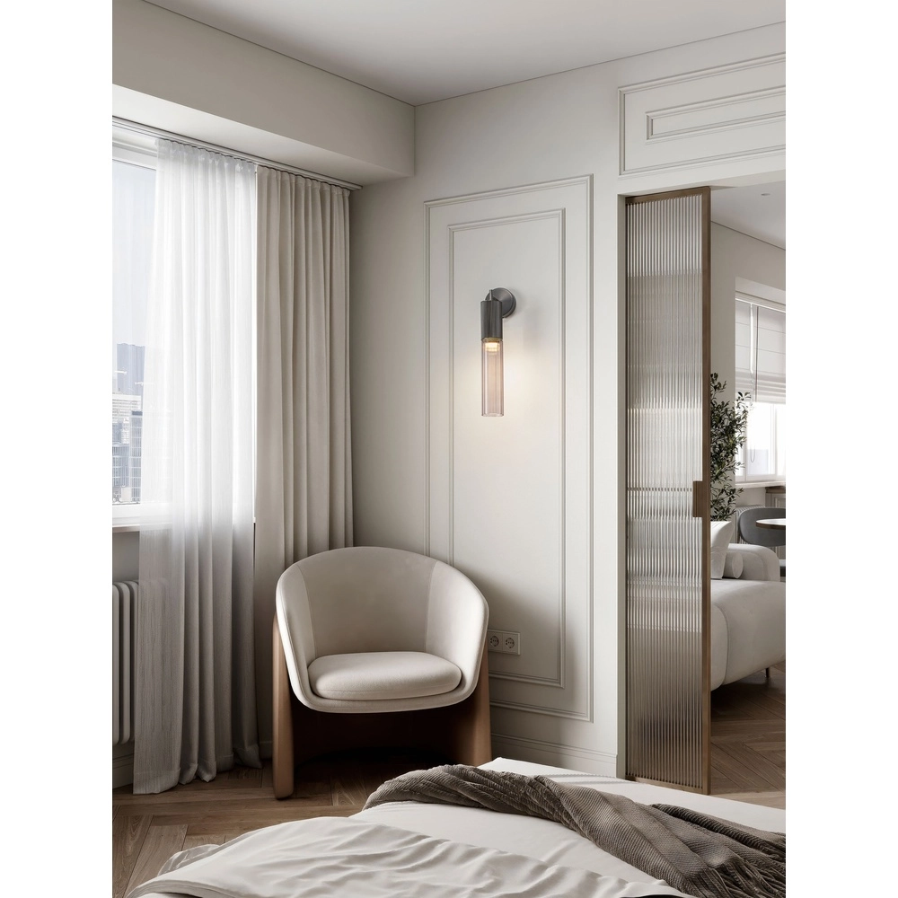 Lampe murale de conception Brielle anthracite avec verre moka