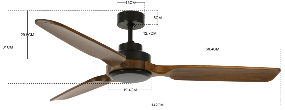 Ventilateur de plafond bois foncé Shoalhaven Ø142cm Beacon 9333509136569