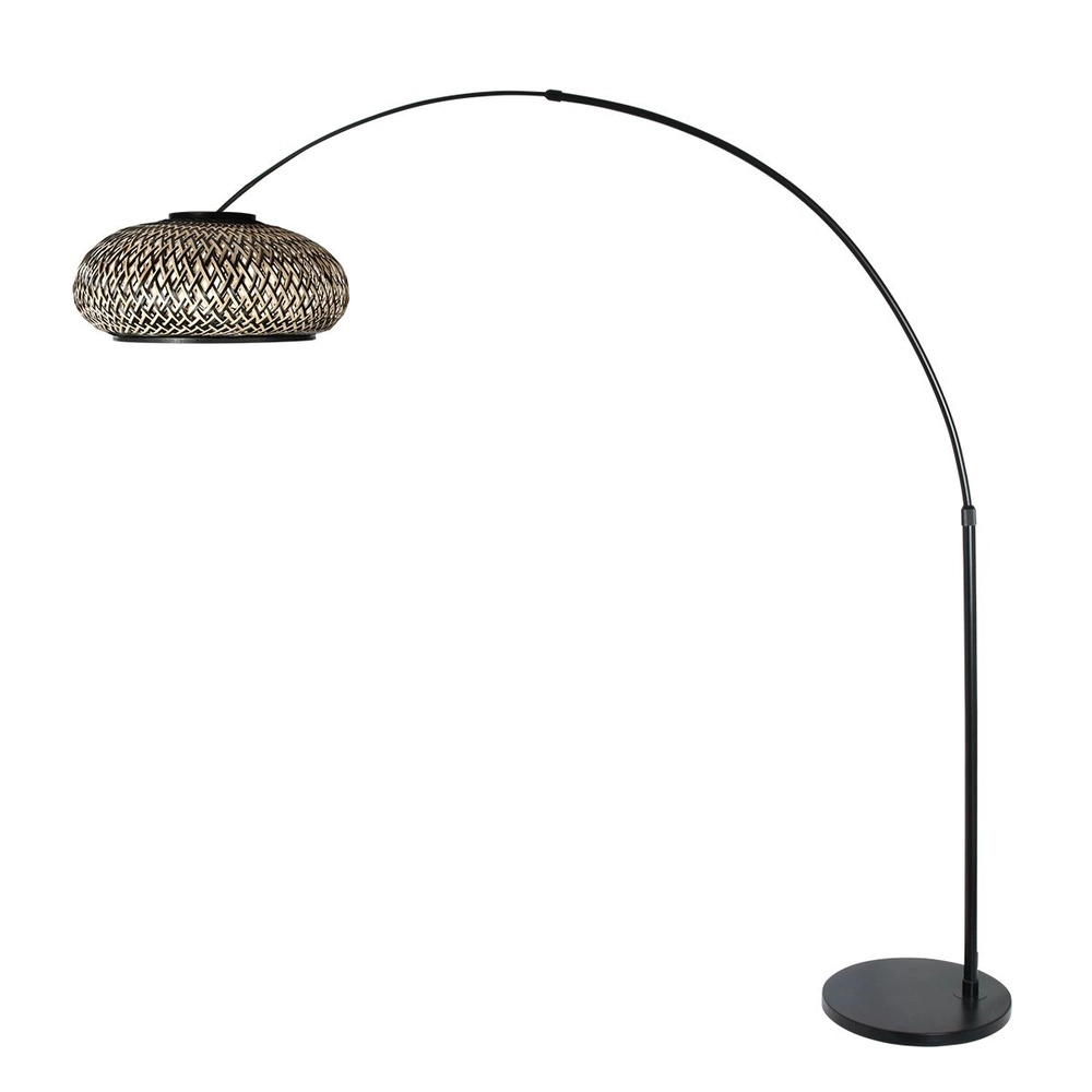 Lampe à arc Sparkled Light Capuche noire et rotin Steinhauer 8712746183542