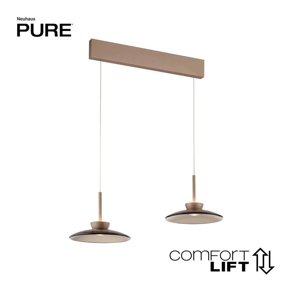 Lampe suspendue de table de salle à manger 2L Pure Moon Bronce avec verre ambré Paul Neuhaus 4012248392980