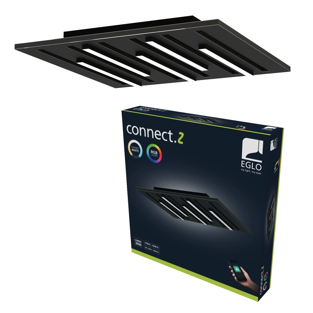 Éclairage de plafond intelligent Pitrignani-Z Carré 38 x 38 cm Noir Eglo 9008606390526