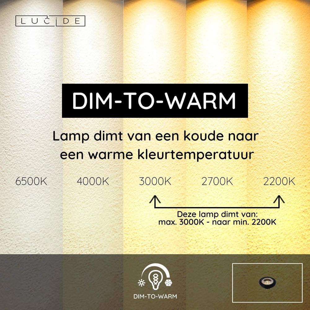 12W Led ES111 - DTW noir 2200-3000K Lucide 5411212491299
