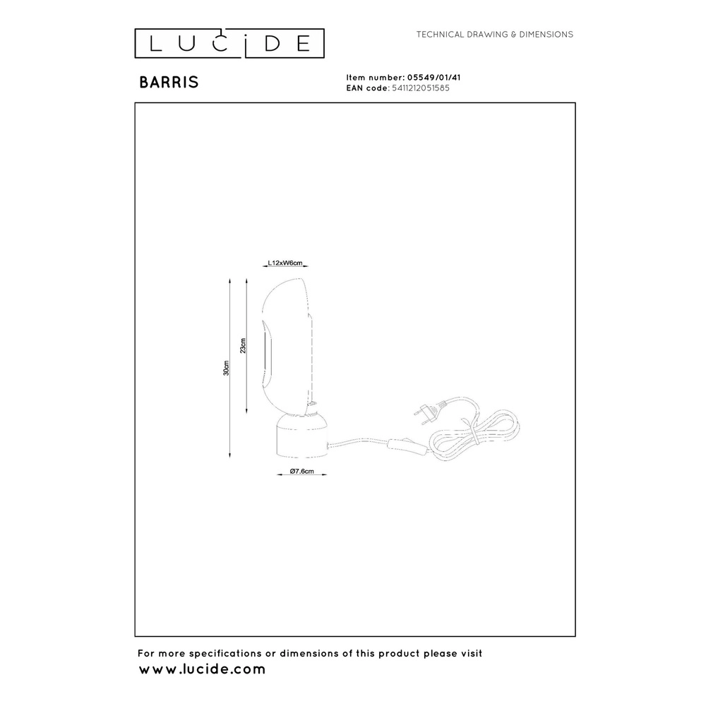 Lampe de table Barris taupe Lucide 5411212051585
