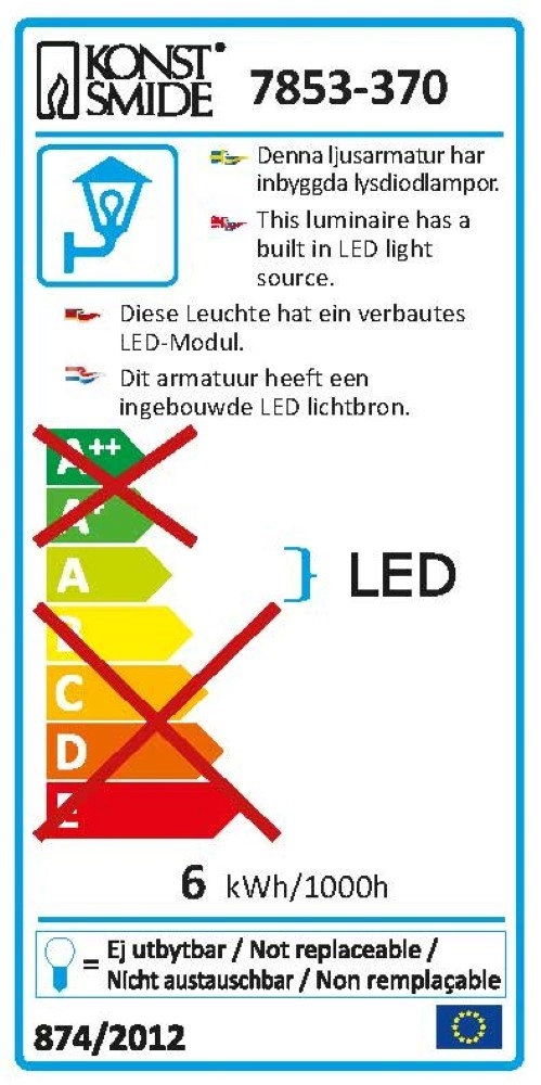 LED lampe d'extérieur Chieri Haut Bas KonstSmide 7318307853377