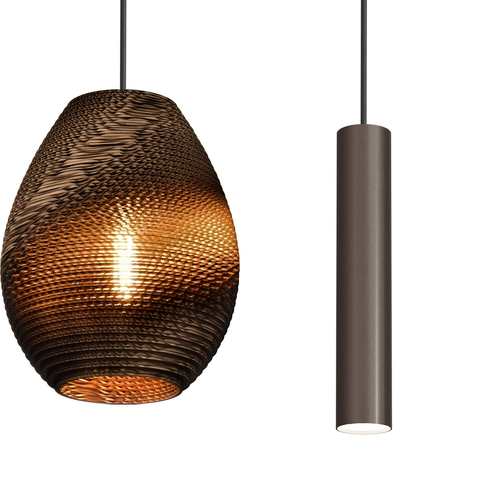 Lampe suspendue à 6 lampes Carta Trendy Cacao à capuchon de papier de pensée Masterlight 8718121437477