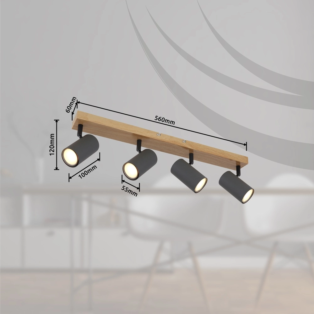 Lampe de plafond à 4 lumières Robby bois Globo 9007371439539