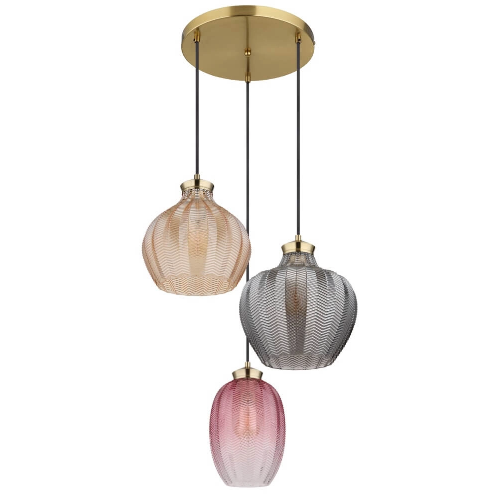 Suspension dorée Jessica avec verre coloré rond Globo 9007371487110