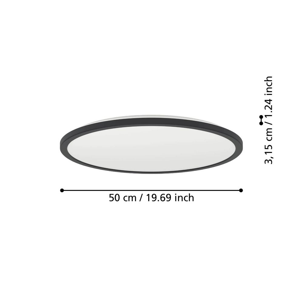 Éclairage de plafond de salle de bain Rovito Zigbee - noir - Ø 50 cm Eglo 9008606329861