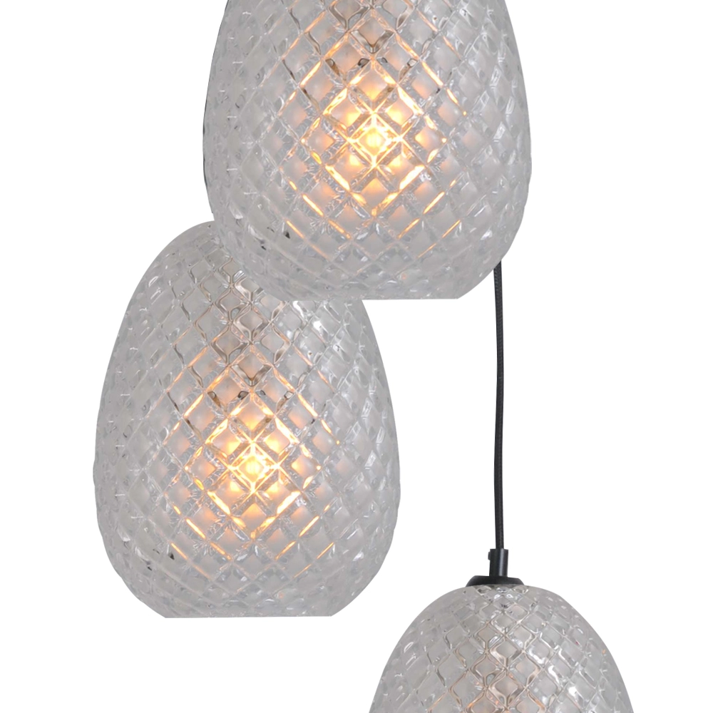 Lampe suspendue noire Pineapple 6 lumières avec verre clair Masterlight 8718121216881