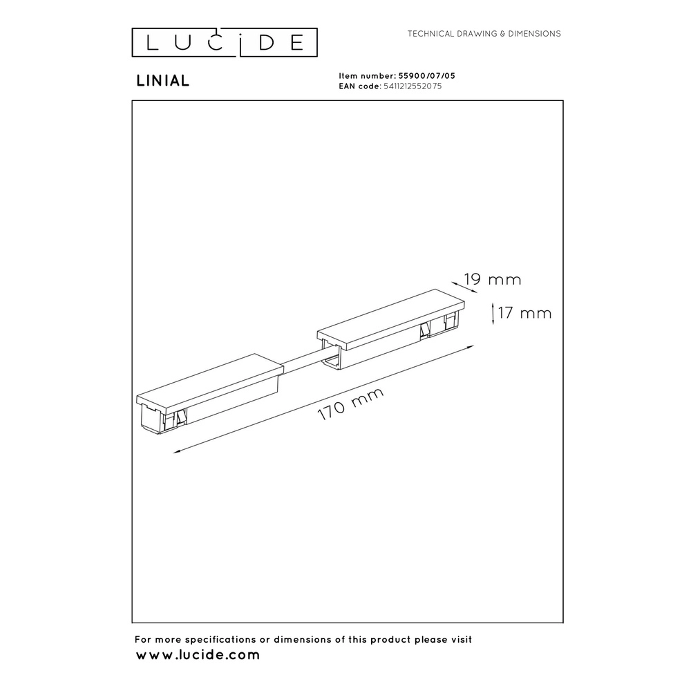 Pièce d’accouplement flexible monophasée Linial Champagne Premium by Lucide 5411212552075
