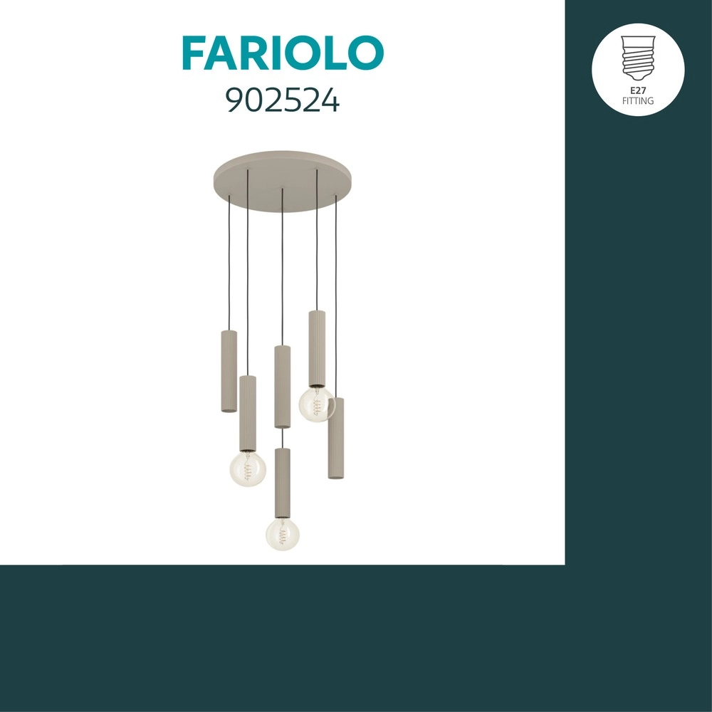 Lampe pendante de conception Fariolo brun sable 6 lumières Ø 48cm Eglo 9008606391653