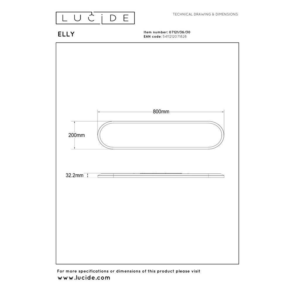Éclairage ovale de plafond Elly 36W noir Lucide 5411212071828