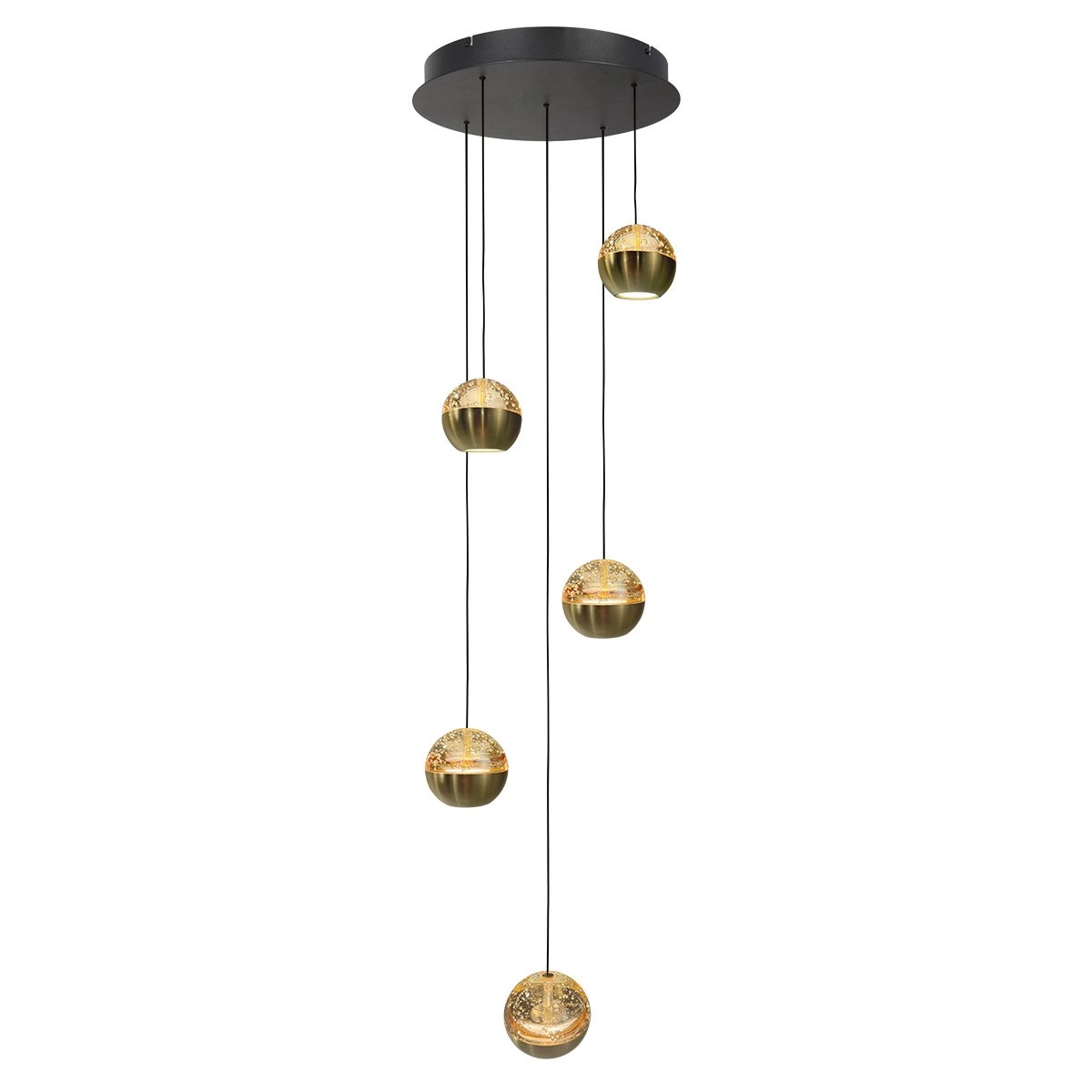 Lampe suspendue vide à 5 lumières Belluno LED - laiton or avec verre Steinhauer 8712746183870