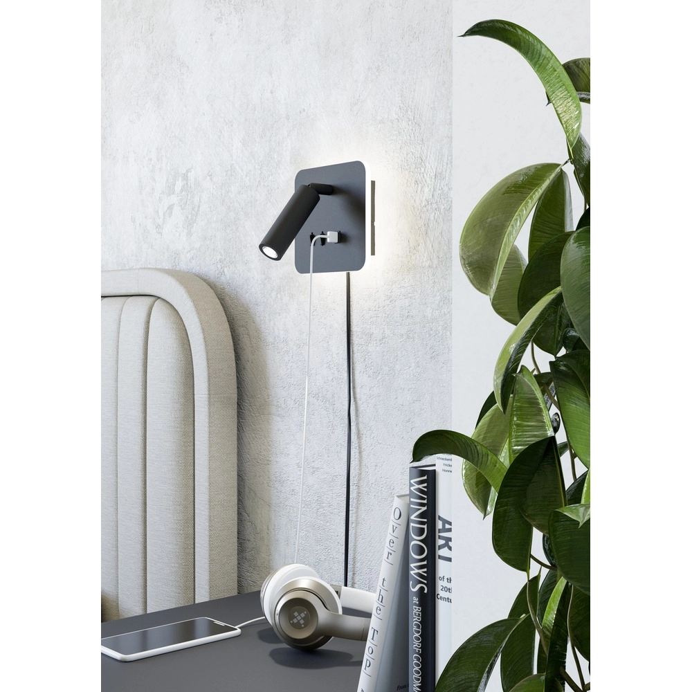 Lampe de chevet Fanzarotta 1 Carré noir Eglo 9008606356836