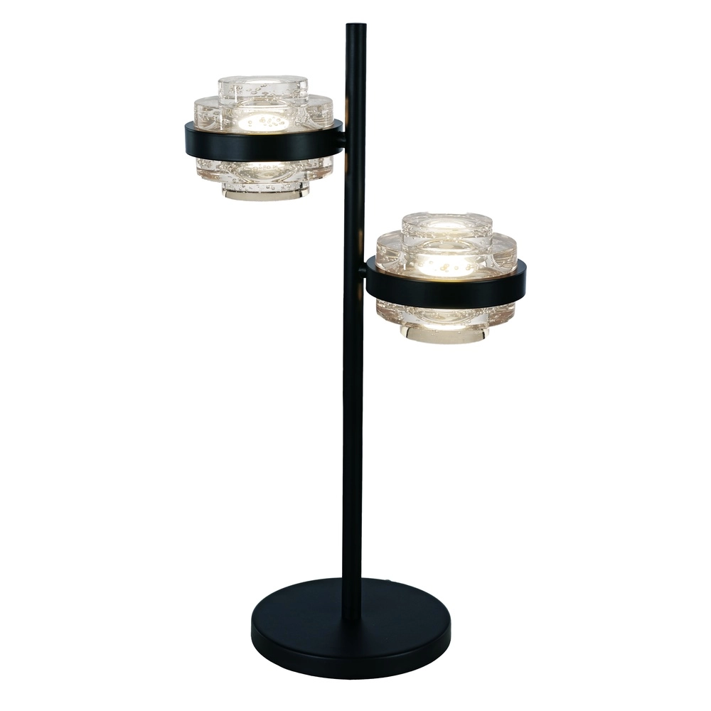 Lampe de table Dynasty Verre transparent noir à 2 lumières Lampe de table Dynasty Verre transparent noir à 2 lumières