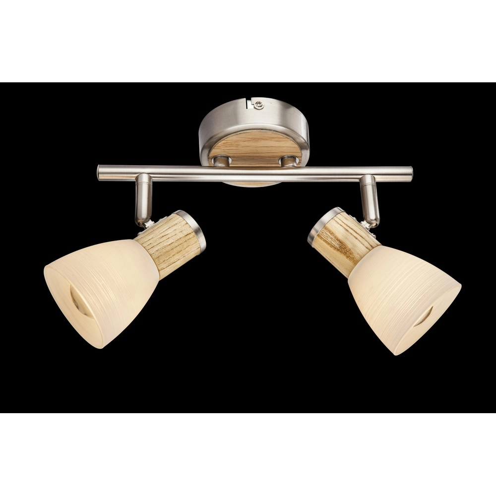 Lampe de plafond Gylfi Nickel avec 2-lights en bois Globo 9007371346547