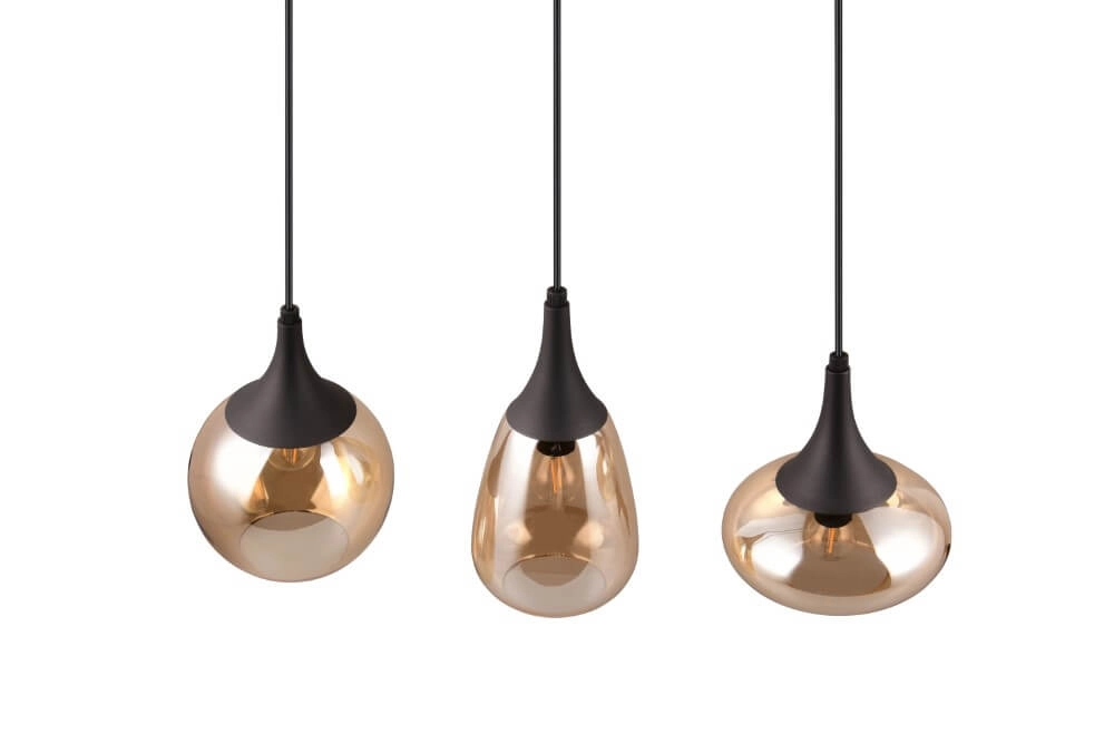 Lampe suspendue 3 lumières Lumina avec verre ambré Trio 4017807597080