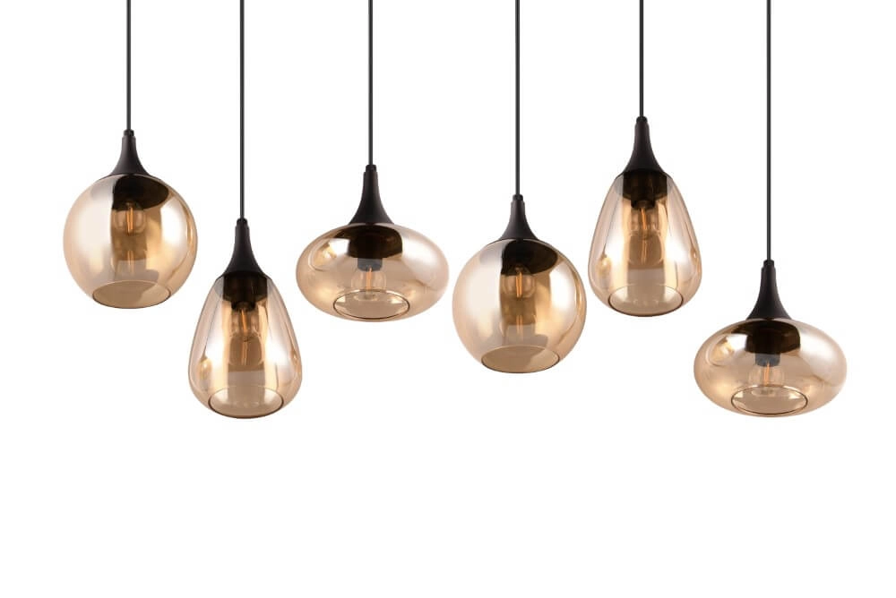 Lampe suspendue 6 lumières Lumina avec verre ambré Trio 4017807577730