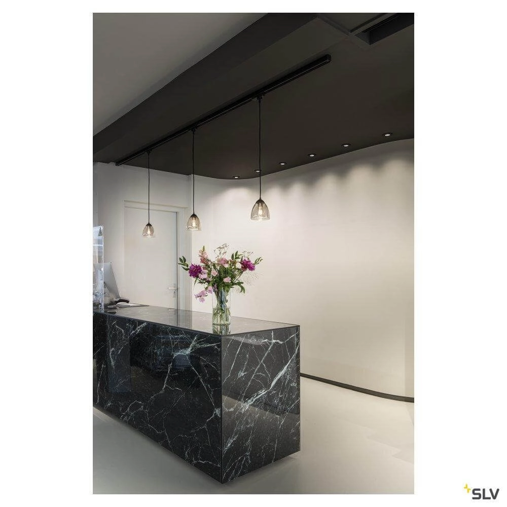 Lampe à suspension en verre Para Cone noir avec verre fumé SLV 4024163262385