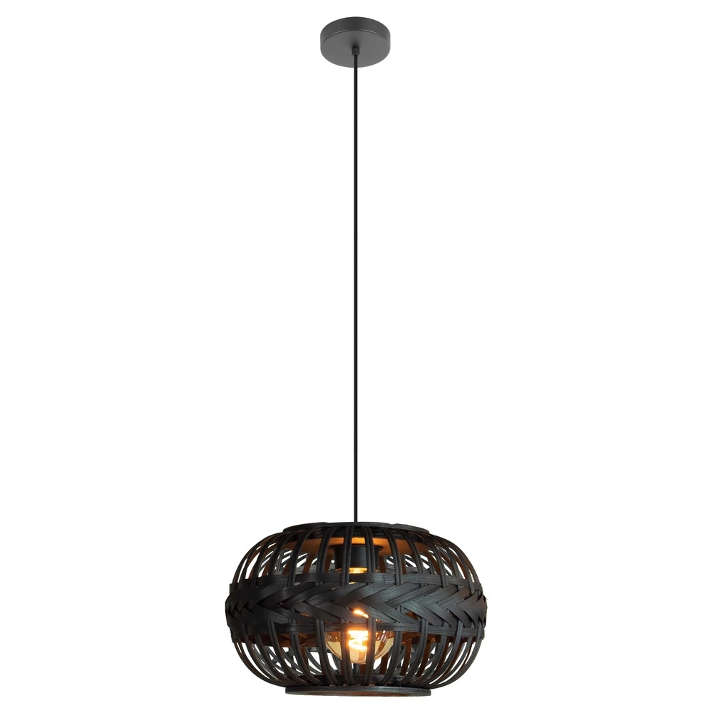 Lampe pendante noire Towcester Ø 38 cm - bois